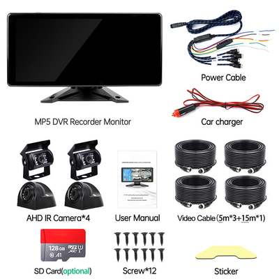 Sistema di rilevamento automatico per auto BSD Alarme 360° 4CH 10,36 pollici Monitor con registratore per camion