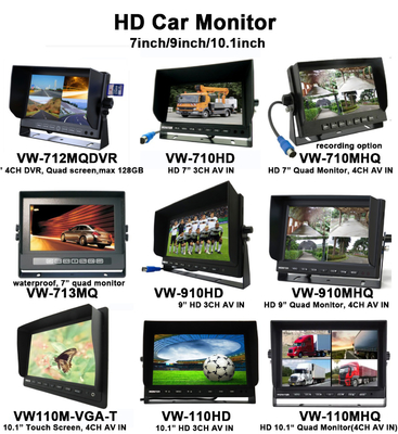 7 pollici schermo LCD AHD 4-canale quad SD Card AHD veicolo LCD monitor auto con telecamere 1080P