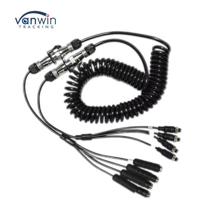 Cavo arricciato con estensione a spirale RCA a 4 pin/RCA per connettore per rimorchio a molla per video per auto