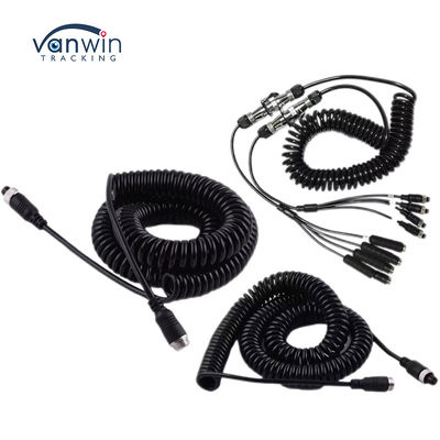 Cavo arricciato con estensione a spirale RCA a 4 pin/RCA per connettore per rimorchio a molla per video per auto