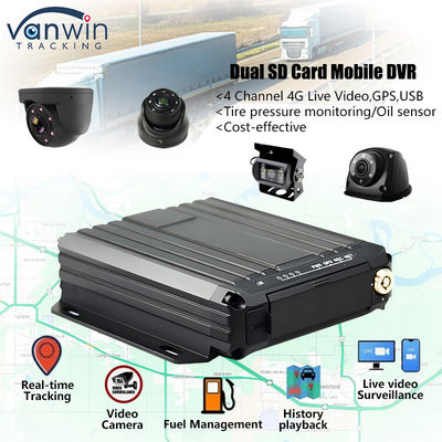 4ch 1080p Dual SD Card DVR Supporto Oil Sensore 4G Monitoraggio video in tempo reale Tracker GPS