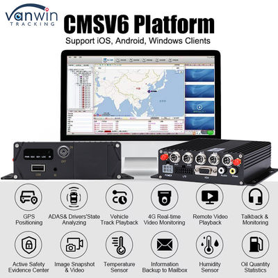 CMSV6 4CH Dual SD Card Mobile DVR 4G GPS Real Time Monitoring Video sorveglianza MDVR