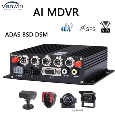 4 canali ADAS DSM Car DVR con 4G GPS AHD Camera SD Card Video Recorder per l'addestramento alla guida di auto Mobile DVR per camion bus