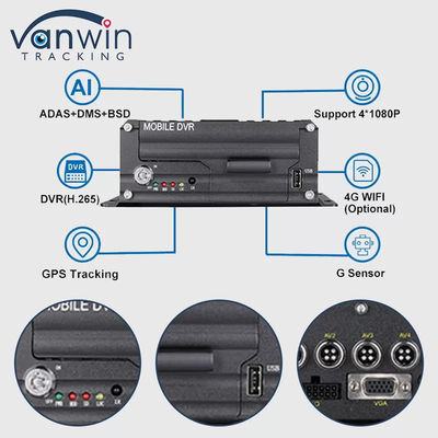 1080P 4CH HDD DVR 5G GPS Tracker Vehicle Monitoring System per la sicurezza della flotta
