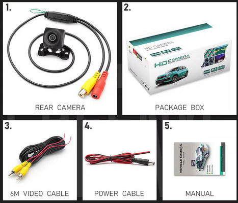 1080P AHD 170° Auto Fotocamera retrovisore Veicolo Retro Nero Occhio di pesce Lente impermeabile Visione notturna Universale