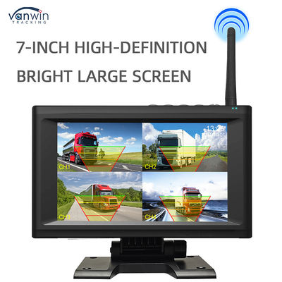 Kit Monitor Auto con Schermo IPS Wireless da 7 Pollici con 4 Telecamere Solari Facile da Installare Visione Notturna Sistema di Sicurezza BSD Ausilio alla Retromarcia