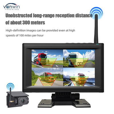 Kit Monitor Auto con Schermo IPS Wireless da 7 Pollici con 4 Telecamere Solari Facile da Installare Visione Notturna Sistema di Sicurezza BSD Ausilio alla Retromarcia