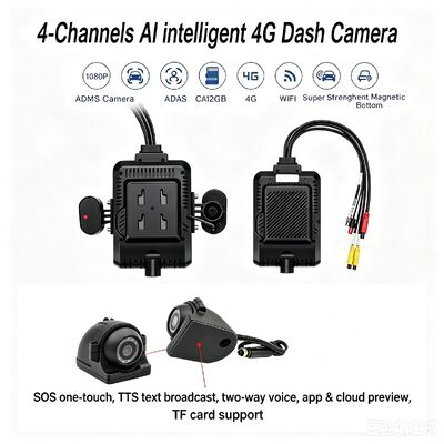 24V 4CH AI Dash Cam Kit Camera di sicurezza del veicolo DVR con DMS ADAS BSD Side Camera per camion / autobus