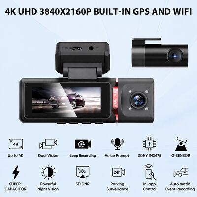 4K Dashcam di guida assistita avanzata GPS ADAS DMS con supporto WIFI per il monitoraggio del parcheggio