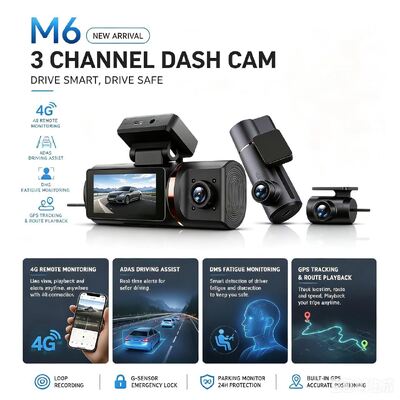 3 canali HD DVR Dash Cam 4G 4K Front 1080P Cabina posteriore GPS Tracking ADAS DMS 24/7 Parking Monitor per la sicurezza della flotta