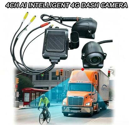 Camera Dash anteriore e posteriore 4CH ADAS DMS Registratore video automatico con 4G GPS WIFI Camera magnetica per camion