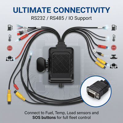 Sistema Dashcam 4G per veicoli commerciali - Tracker GPS WiFi antifurto con supporto periferico I/O RS232