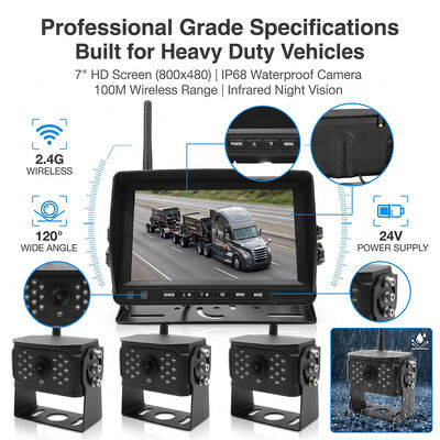 Sistema di backup di telecamere inverse per auto senza fili da 7 pollici per camion a rimorchio