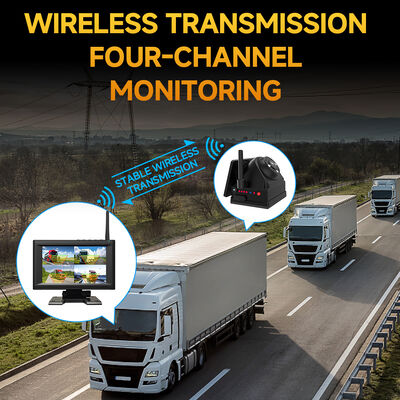 4CH 720P Wireless Dashcam per camion, camper e autobus  7" IPS BSD Alarm, montatura magnetica, ricaricabile, plug-and-play, espandibile 1-4CH