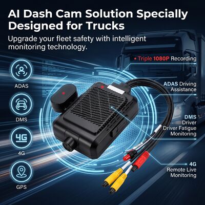 Dashcam AI Intelligente 4G a 4 canali, ADAS + DMS + BSD Sicurezza Attiva, Registrazione 1080P+720P per Taxi