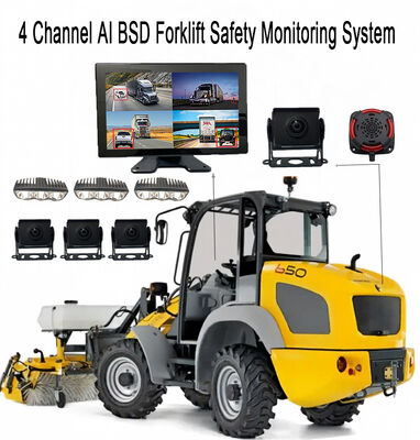 4CH AI BSD sistema di monitoraggio della sicurezza dei carrelli elevatori 1080P Fotocamera/disposizione e luce di allarme LED/adatta per macchine pesanti