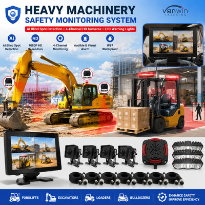 4CH AI BSD sistema di monitoraggio della sicurezza dei carrelli elevatori 1080P Fotocamera/disposizione e luce di allarme LED/adatta per macchine pesanti