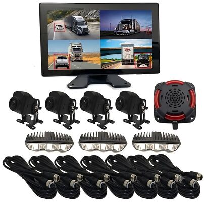 4CH AI BSD sistema di monitoraggio della sicurezza dei carrelli elevatori 1080P Fotocamera/disposizione e luce di allarme LED/adatta per macchine pesanti