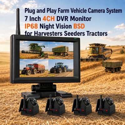 Plug and Play 1 - 4CH 720P Sistema di telecamere magnetiche wireless 7" Monitor BSD Alarme ricaricabile per camion RV rimorchio Macchine agricole
