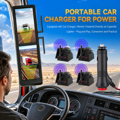 Specchietto retrovisore elettronico wireless touchscreen da 15,88 pollici con 4 telecamere solari magnetiche, schermo diviso BSD per camion pesanti