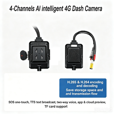 Telecamera da cruscotto AI a 4 canali 1080P ADAS DMS MDVR System con 4G GPS WiFi per auto, taxi, camion, autobus