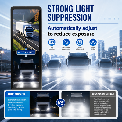 Sistema di monitoraggio digitale per specchietto retrovisore laterale per camion da 18,88 pollici, telecamera a doppio obiettivo 1080P, specchietto retrovisore elettronico per camion per impieghi gravosi