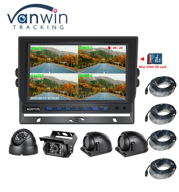 Vendita a caldo 9 pollici 1024 * 600 AHD Quad Display Auto Truck Sistema di telecamere di sicurezza con funzione di registrazione