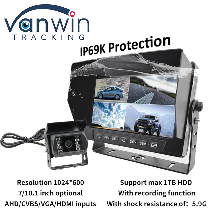 IP69K 7 / 10.1 pollici Acquaproof AHD Quad TFT Car Monitor Display Per Veicoli Universali