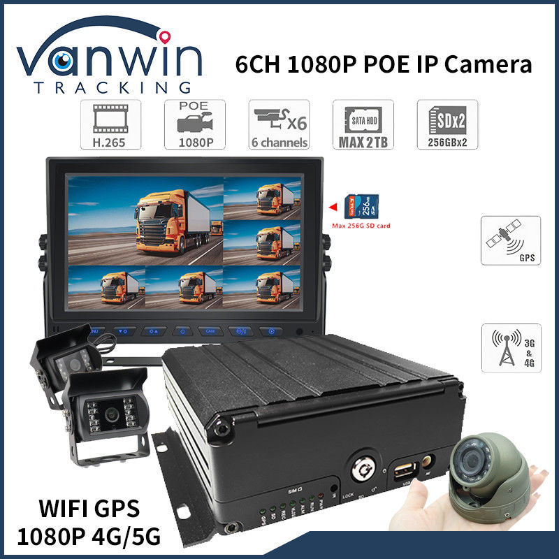 4G 6 canale H. 265 HDD DVR mobile per auto per telecamere di sicurezza veicolo