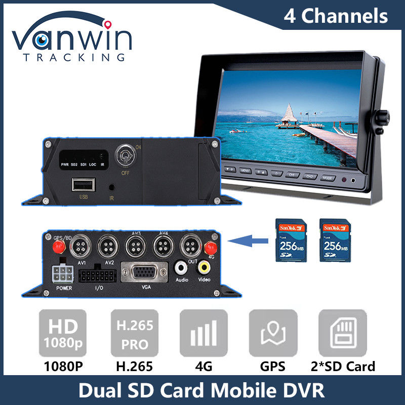 4G GPS Dual SD Card Mobile DVR 1080P 4CH Camera CCTV Registratore di sicurezza DVR di tracciamento mobile