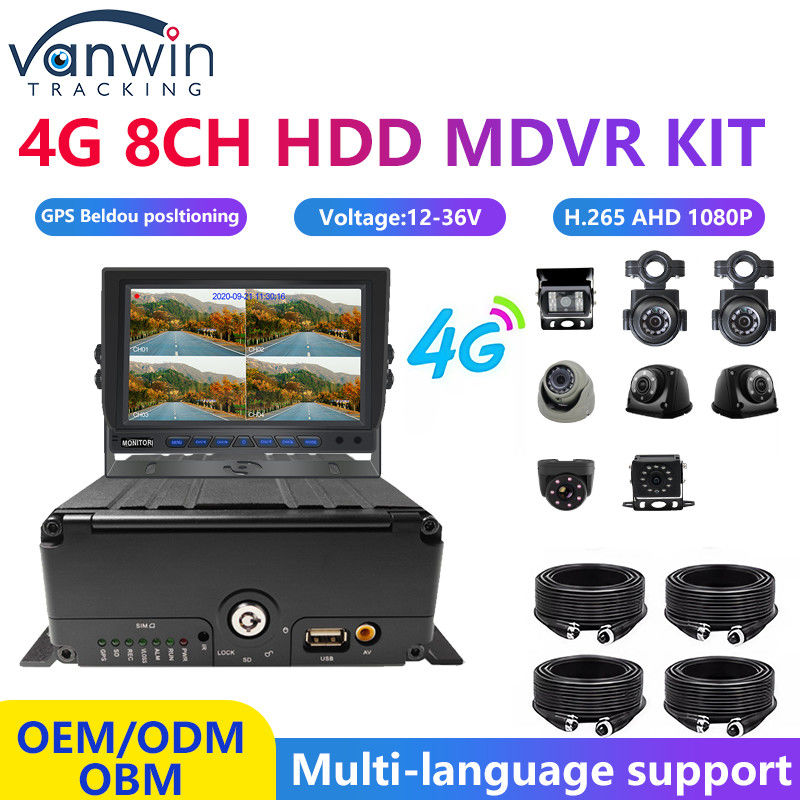 H.265 8CH HDD 1080P Mobile DVR System con 4G MDVR Kit GPS WIFI Funzione per la gestione della flotta