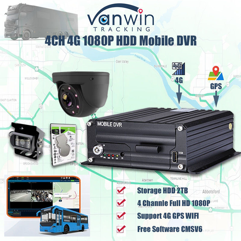 H.265 4CH 1080P HDD Mobile DVR Veicolo CCTV Video Recorder Kit Camera System MDVR