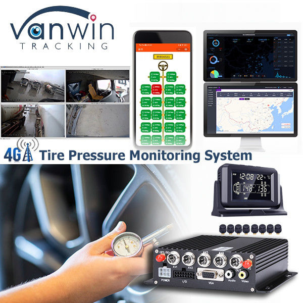 4CH 4G Wireless Real Time Truck MDVR con 6-24 ruote Sistema di monitoraggio digitale della pressione dei pneumatici
