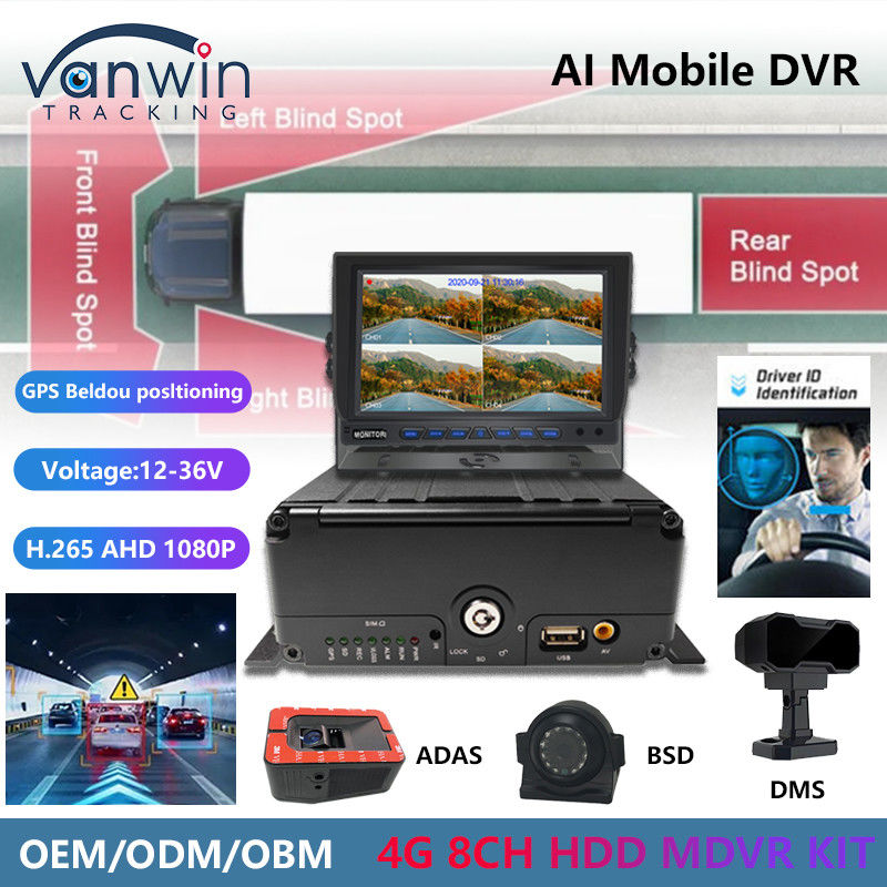 8CH AI Mobile DVR Con ADAS DMS BSD 4G E GPS Veicolo scatola nera Per la sicurezza del veicolo
