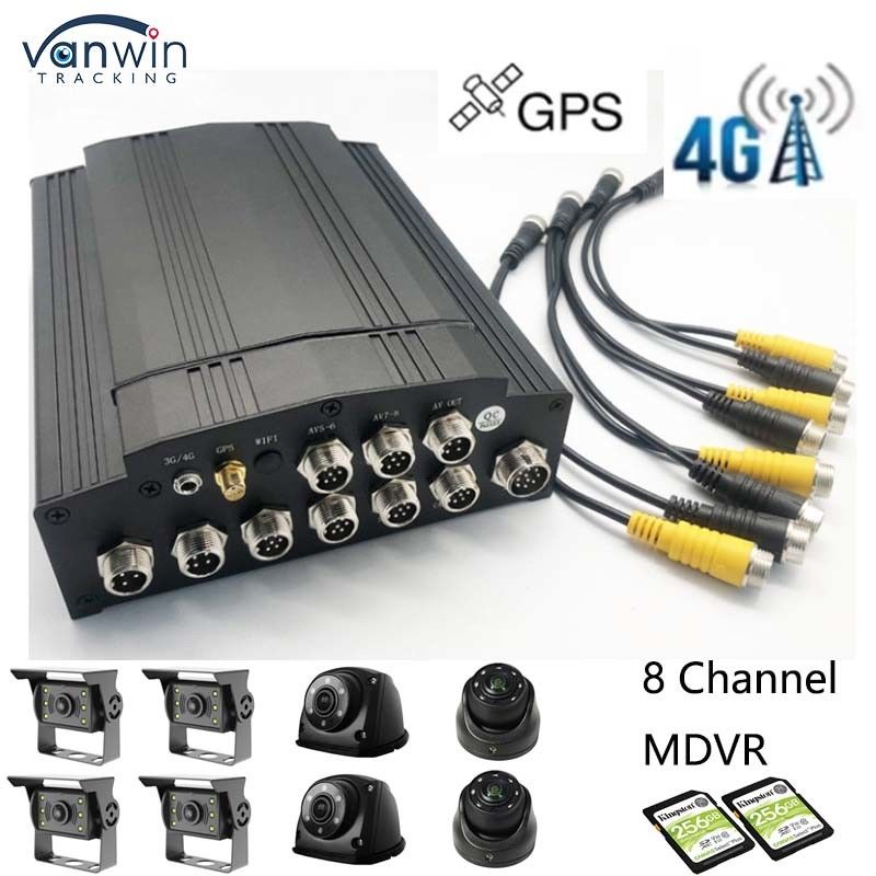 Full HD 1080P 8CH Mobile DVR SD Card 4G GPS H.265 CMSV6 Autobus Truck DVR Sistema di sicurezza