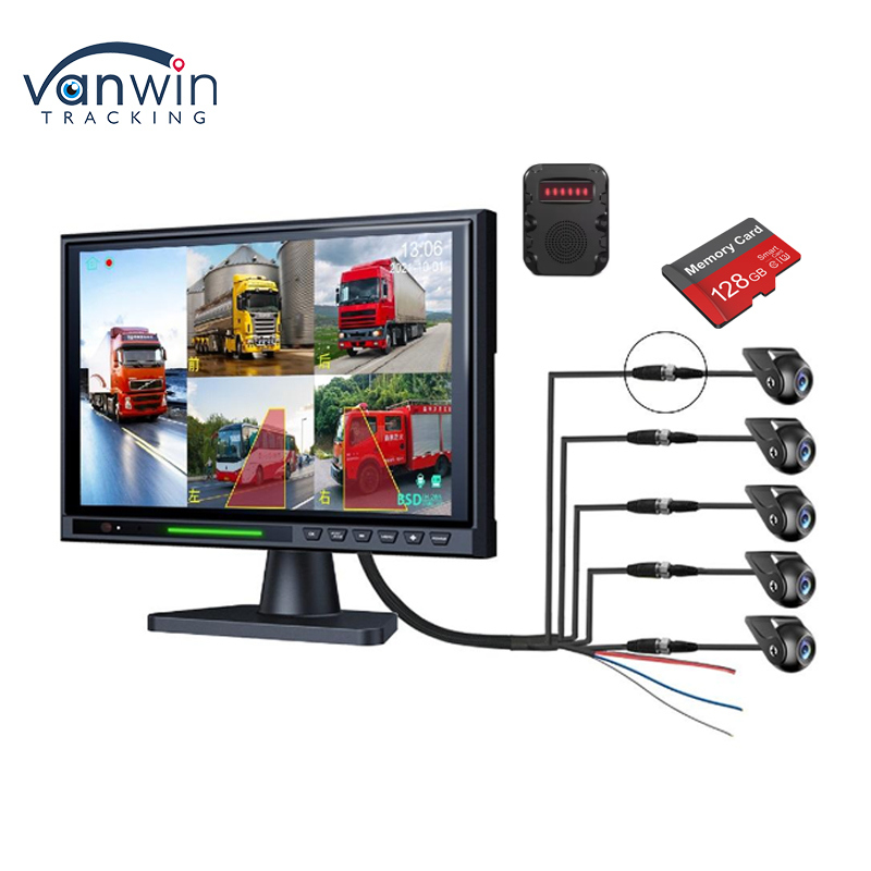 10.1 pollici IPS touch screen 5CH Split DVR Rear View Monitor, AHD 1080P BSD Reverse Parking Camera Kit per autocarri