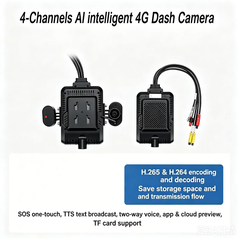 24V 4CH AI Dash Cam Kit Camera di sicurezza del veicolo DVR con DMS ADAS BSD Side Camera per camion / autobus